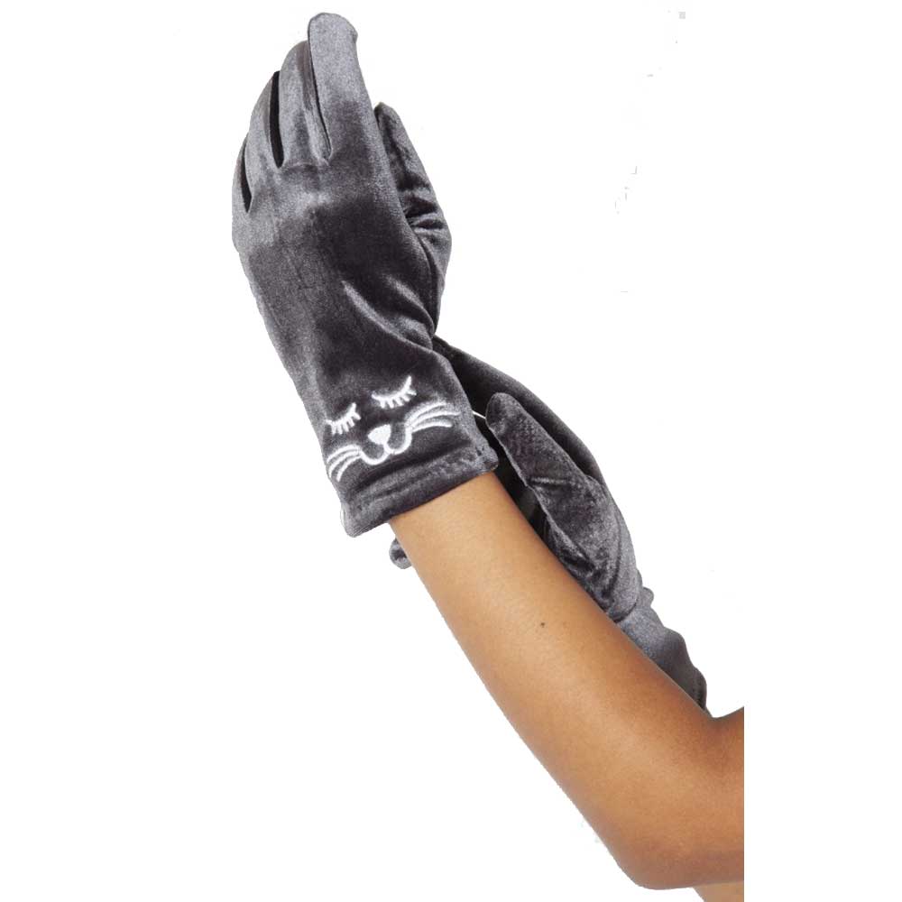 Voodoo Vixen - Kitty velvet Winterhandschoenen - Grijs